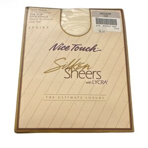 Nice Touch Set of 2 Silken Sheers with Lycra Stockings VTG Pearl Color - Size M
